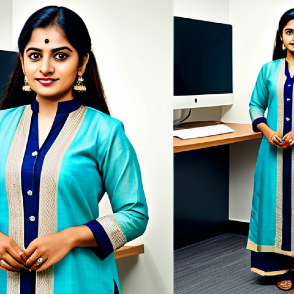 **

"A confident Bengali woman, a software engineer, in a modern office, wearing a traditional yet professional salwar kameez, fully clothed, appropriate attire, safe for work, perfect anatomy, natural proportions, family-friendly, high-quality digital art."

**
